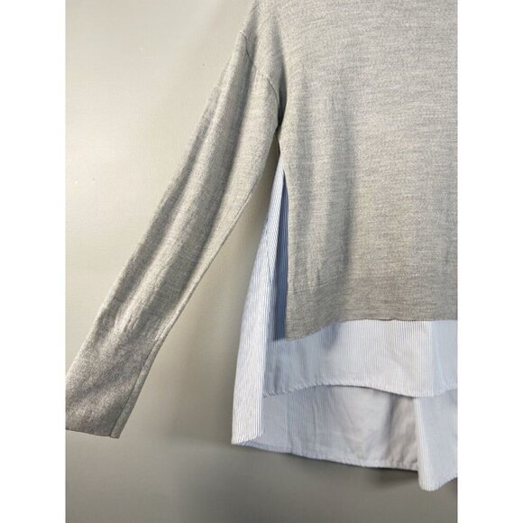 ESCADA Sport Gray Blue Virgin Wool Knit Long Sleeve Layered Sweater Size S Luxe - Picture 4 of 15